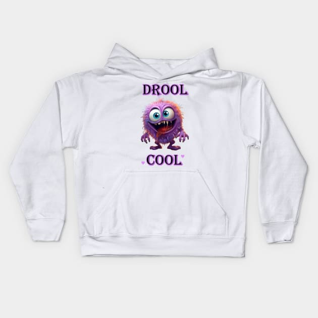 Drool Cool Furry Monster Kids Hoodie by TooplesArt